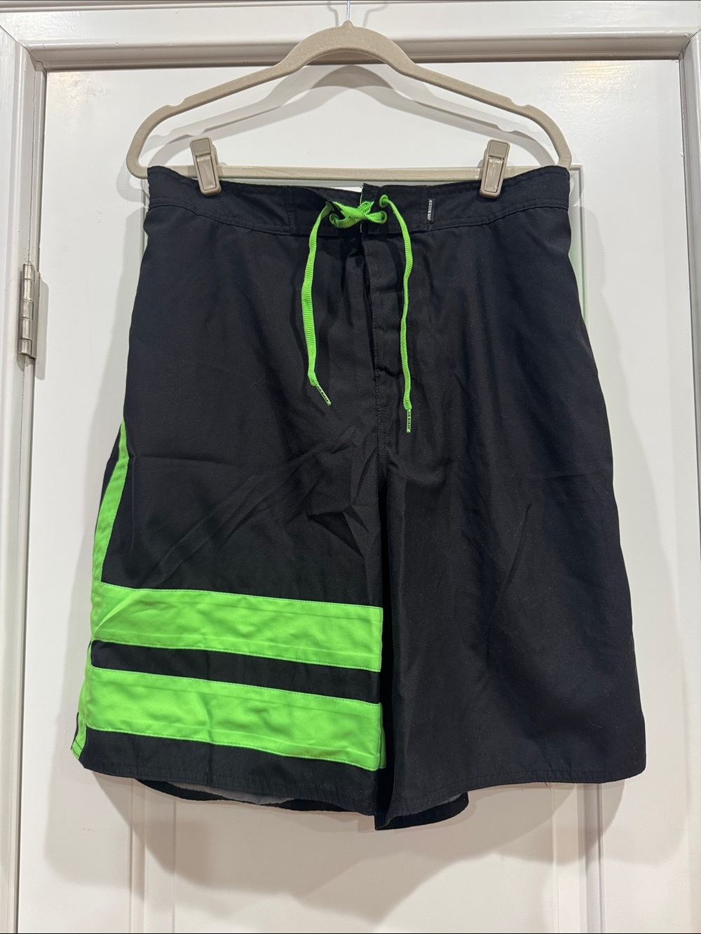 Men's Black Swim Shorts with Neon Green Accents